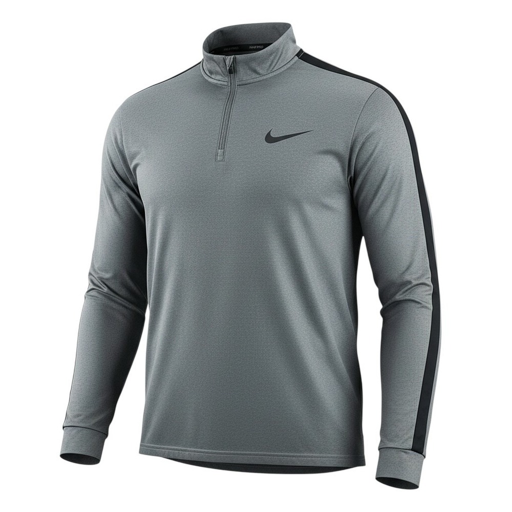 Quarter Zip Pullover Nike Pro‎ Size M Gray Dri Fit Athletic Workout Top